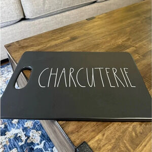 NWT RAE DUNN Charcuterie Board Black in Color White Font